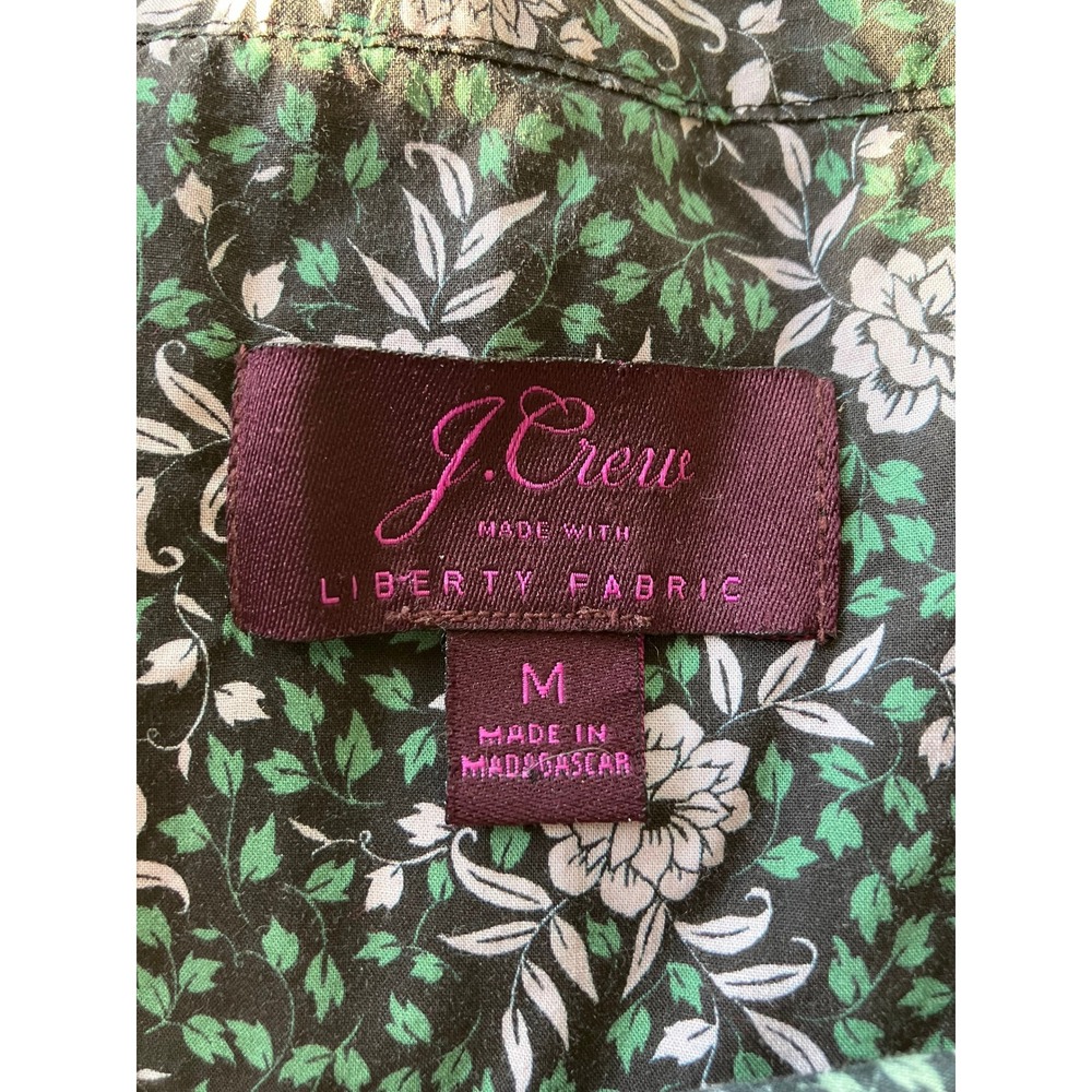 J. Crew‎ Liberty Fabric Floral Ruffle Long Sleeve Blouse Women's Green Medium - Picture 6 of 8